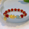 Women's floral glazed zodiac animal bracelet with colourful glass beads and electroplated metal details