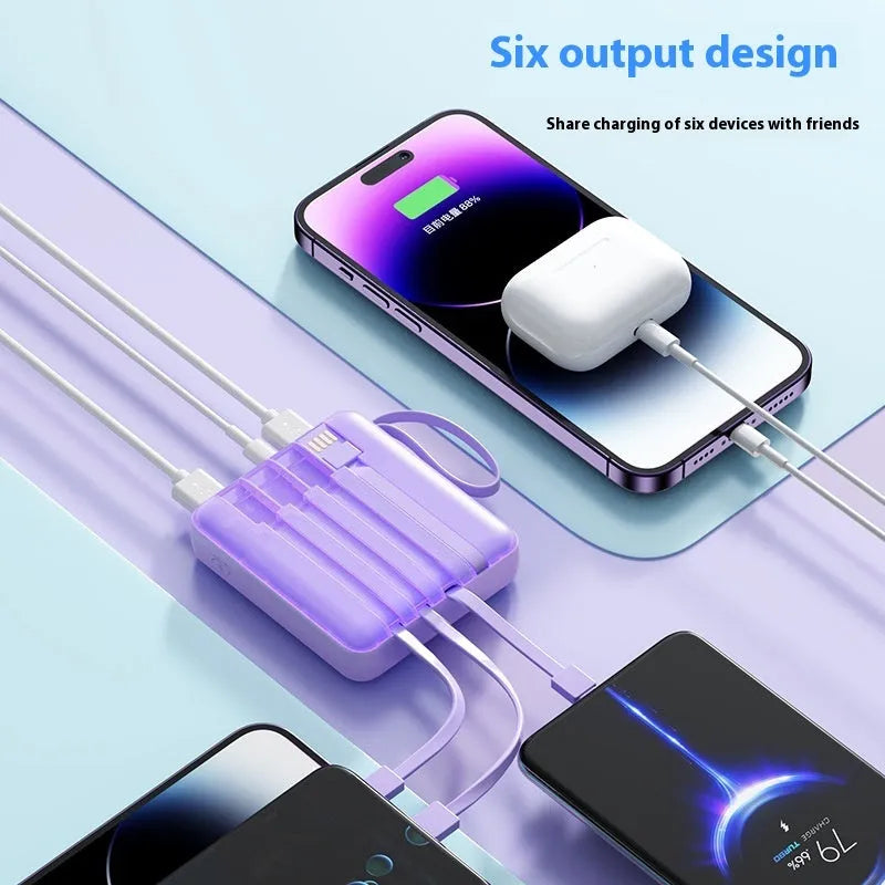 Mini digital display power bank with PD22.5W fast charging in black plastic shell with capacity options