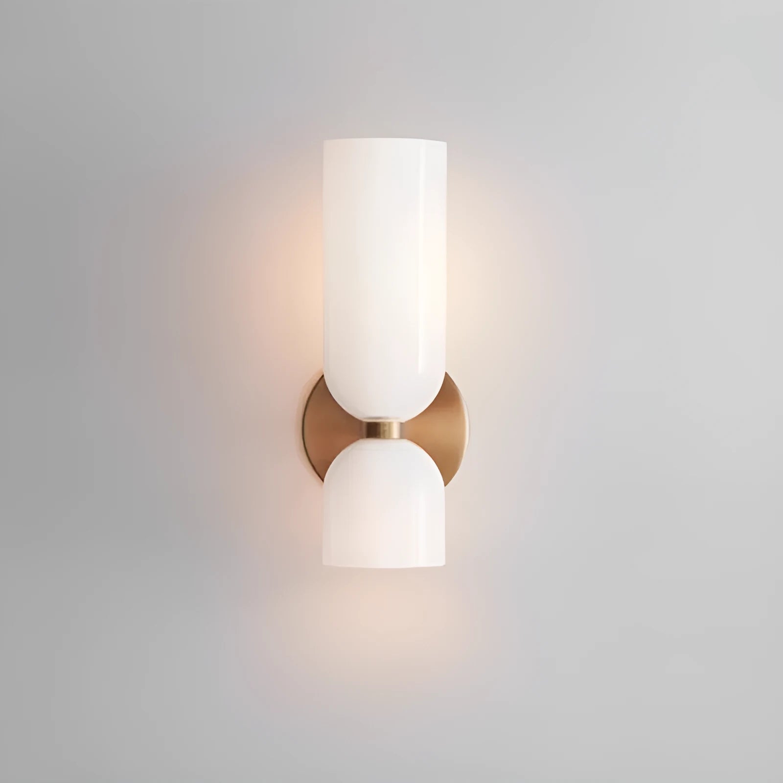 Nordic glass wall lamp with white light on a living room background wall
