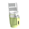 Grey foldable cat litter scoop with attached waste bin and lid