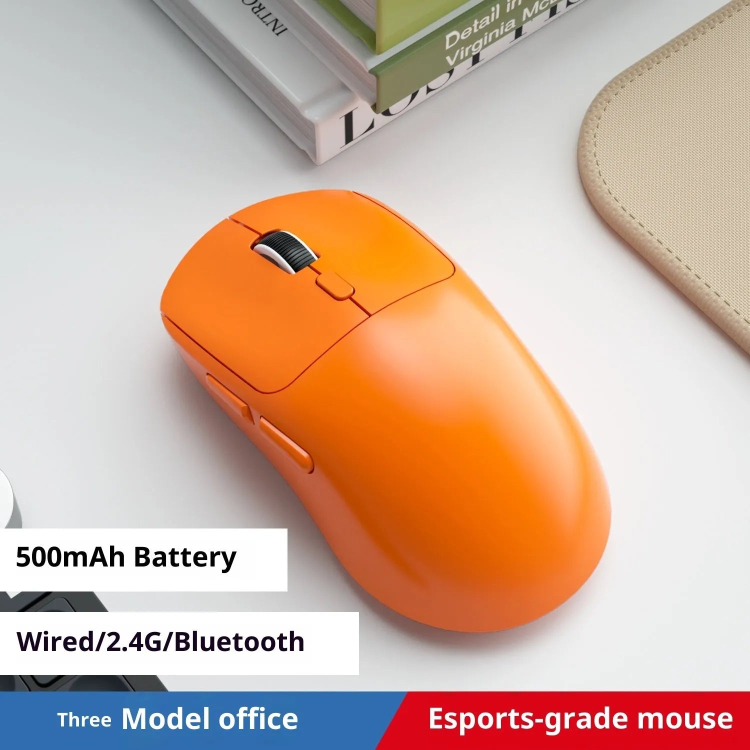 Multi-colour three-mode Bluetooth wireless mouse with USB receiver and charging cable for laptop use