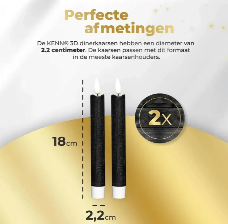 Four black LED taper candles with realistic flickering flame effects