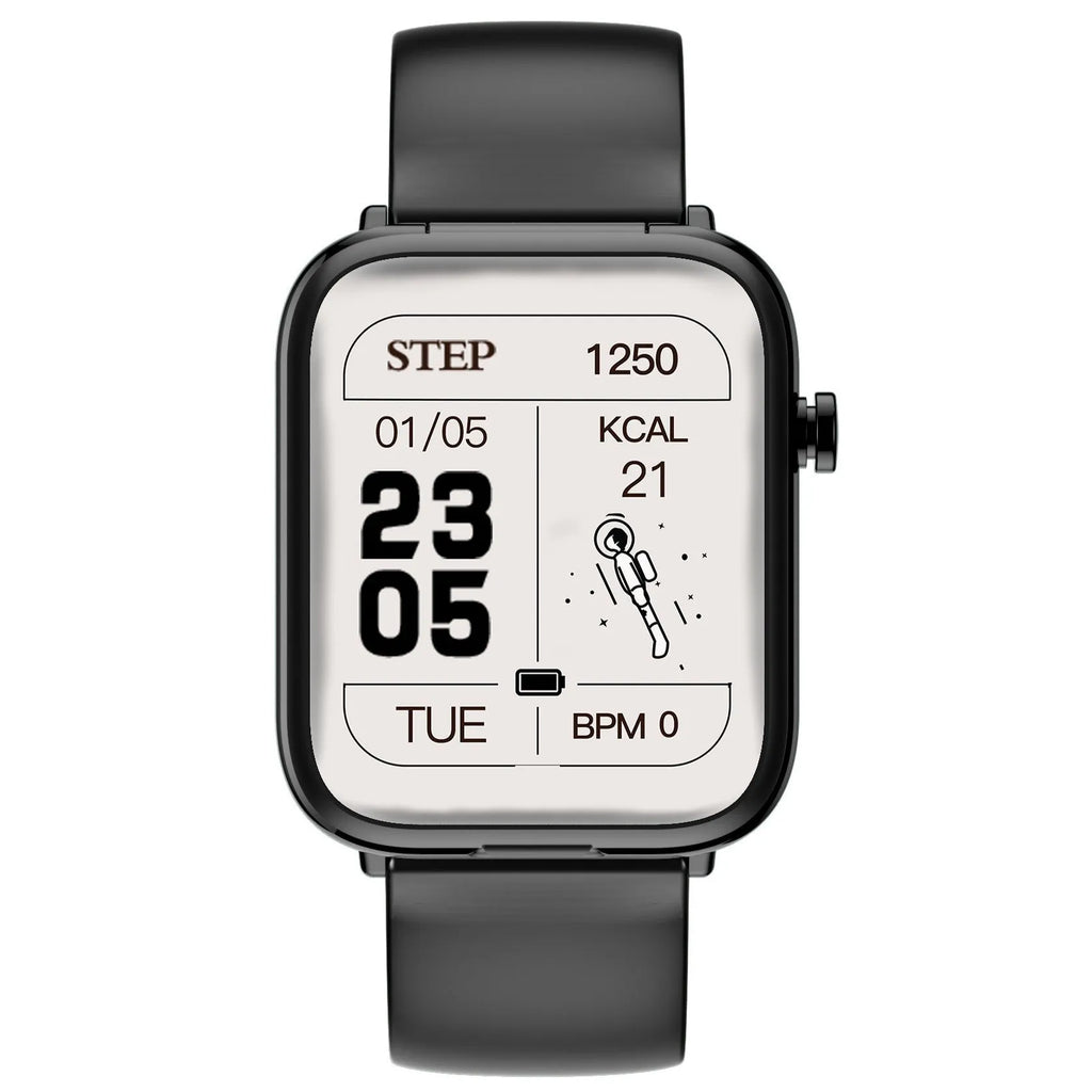Black smart Bluetooth watch headset with 1.69-inch touchscreen and zinc-alloy body