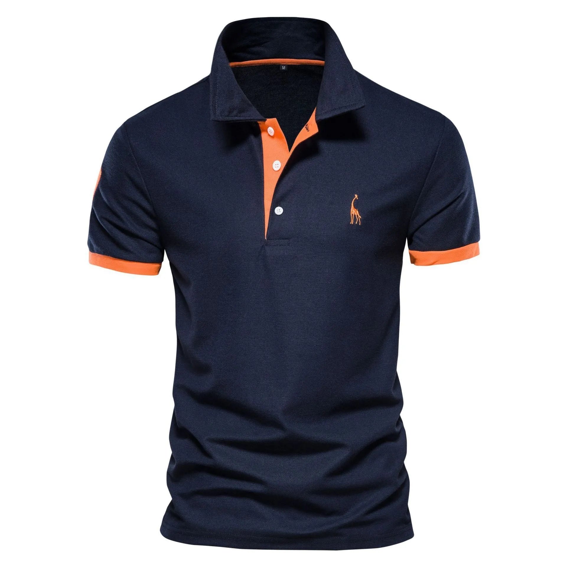 Men's slim fit short sleeve T-shirt with detailed deer embroidery on chest