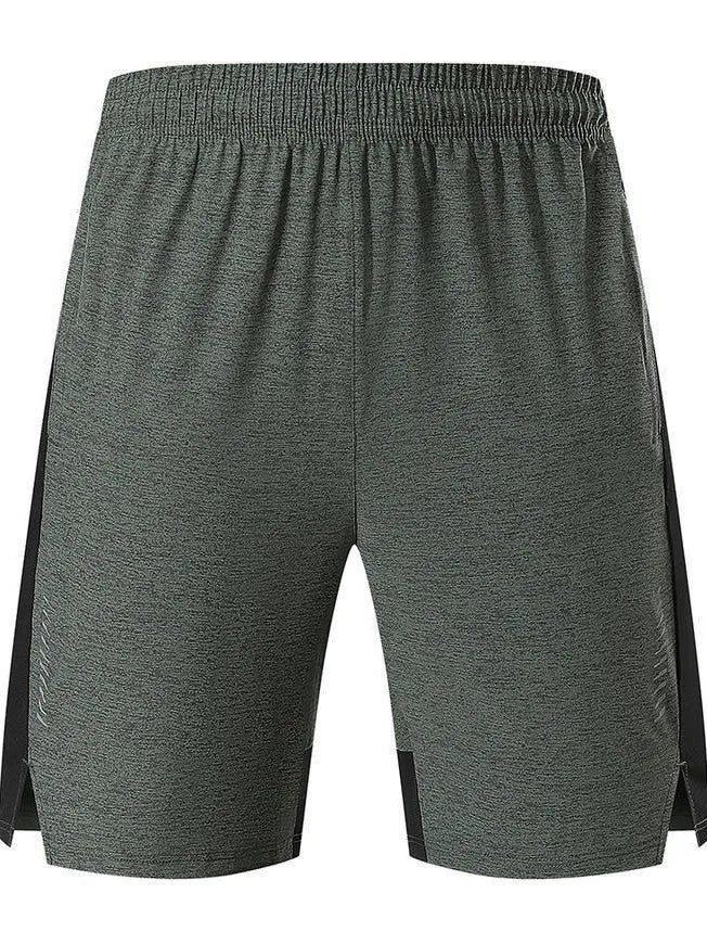 Men's casual spandex shorts in forest green with mid waist design and five-point construction