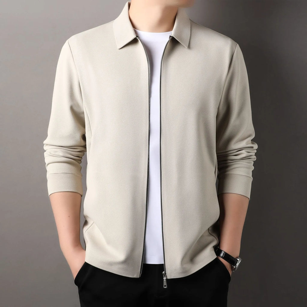 Men's polyester business jacket with straight hem in black, dark grey or apricot colour