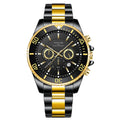 Men's gold green stainless steel quartz watch 42mm with luminous hands on wrist