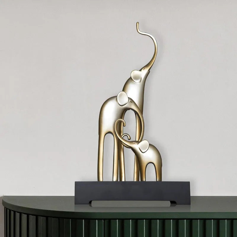 Fortune Bring Elephant resin decorative ornament in a choice of metallic gold, silver, or retro colour finishes.