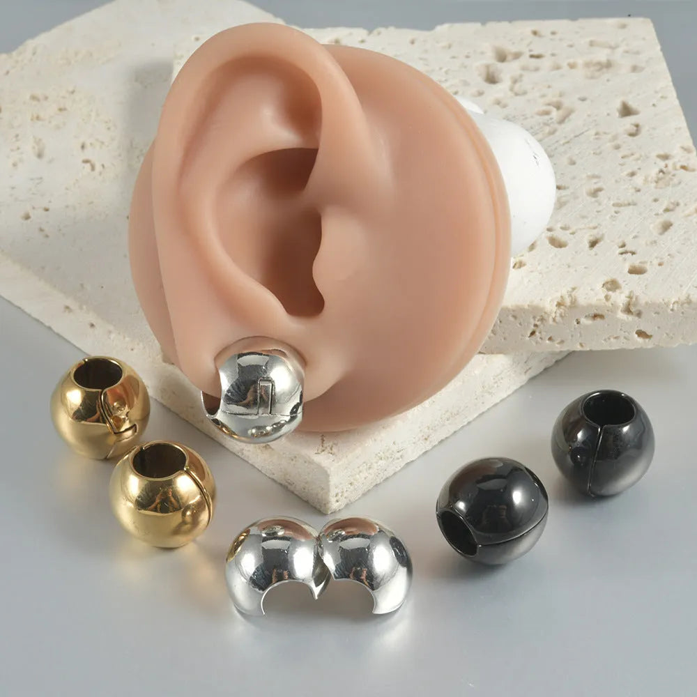 Stainless steel hollow skull Buddha geometric earrings with hip hop style