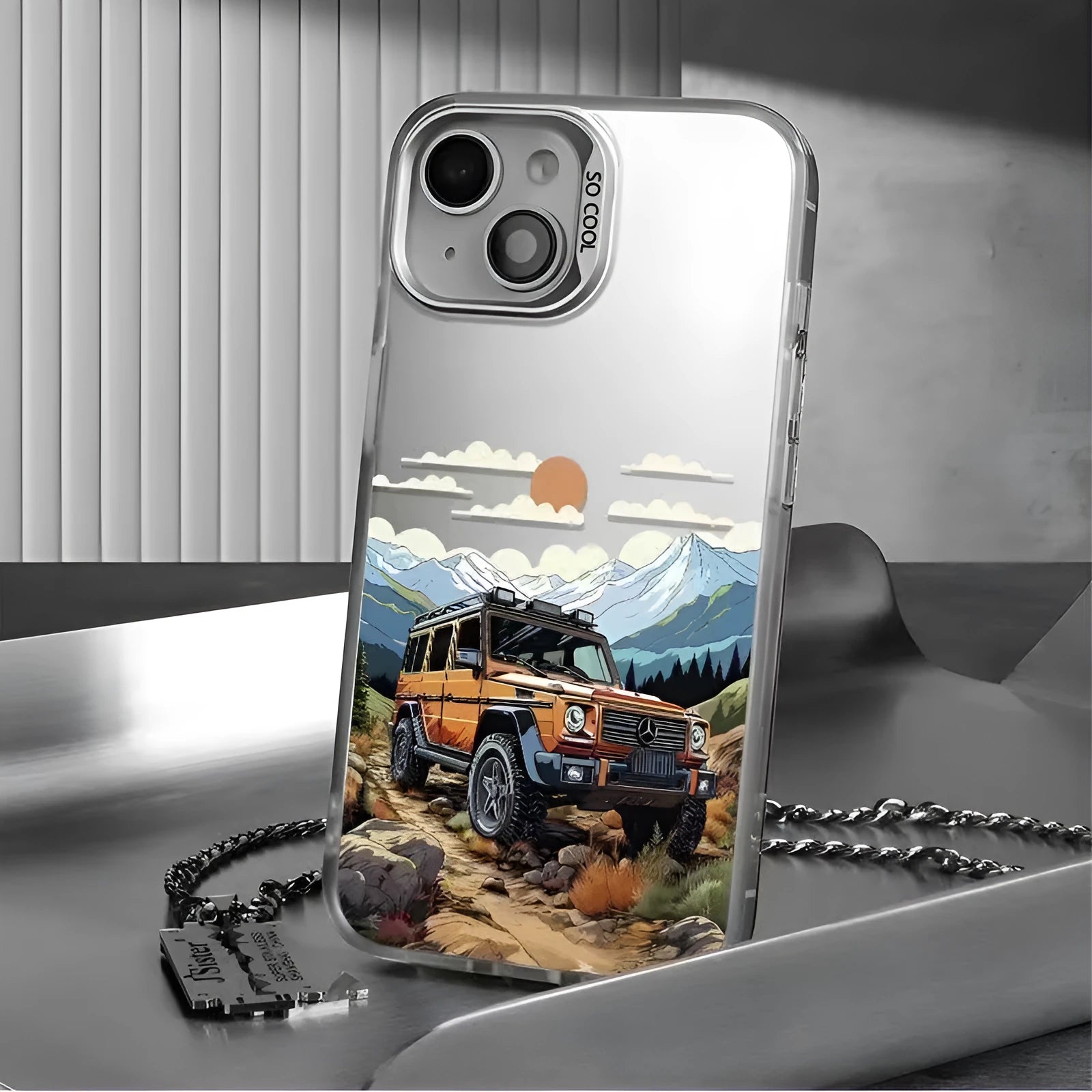 Hard PC phone case with laser stereo pattern for iPhone 15 Pro Max in black