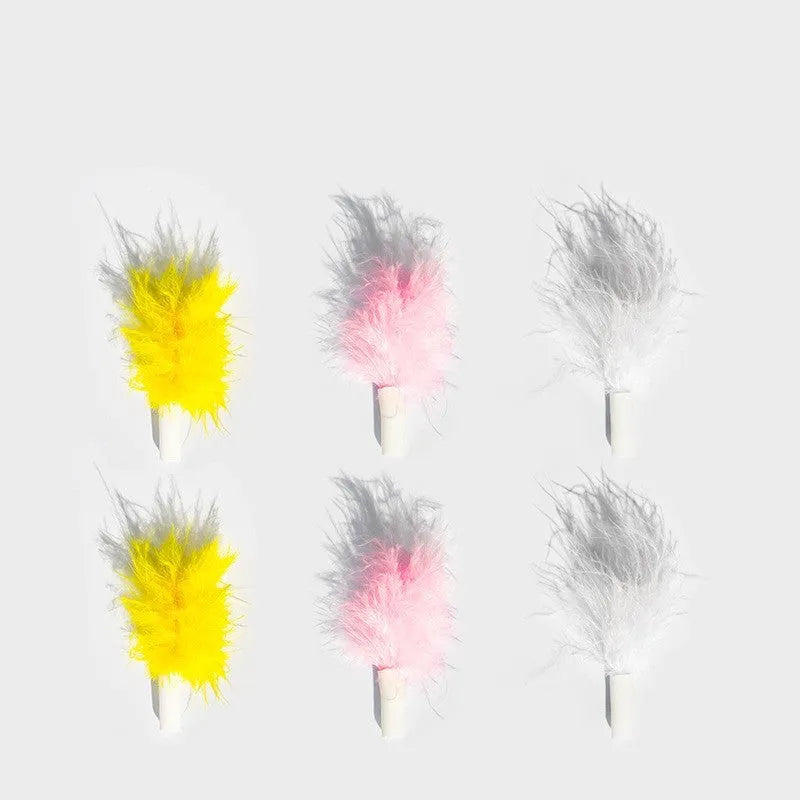 Automatic teasing cat feather toy with green ABS body and PC panel, rechargeable lithium battery, and vibration induction for interactive play
