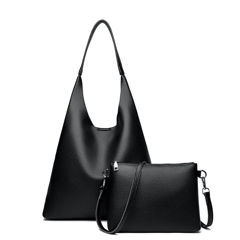 Retro large capacity soft PU leather shoulder bag in caramel colour, horizontal square shape