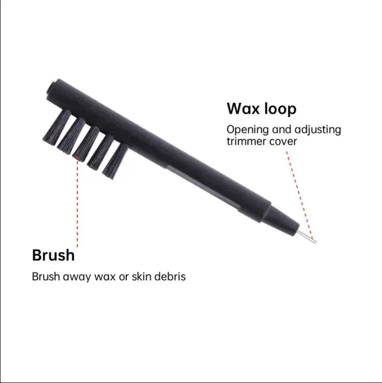 Black ABS plastic hearing aid cleaning brush with U-shaped hook and magnet tip