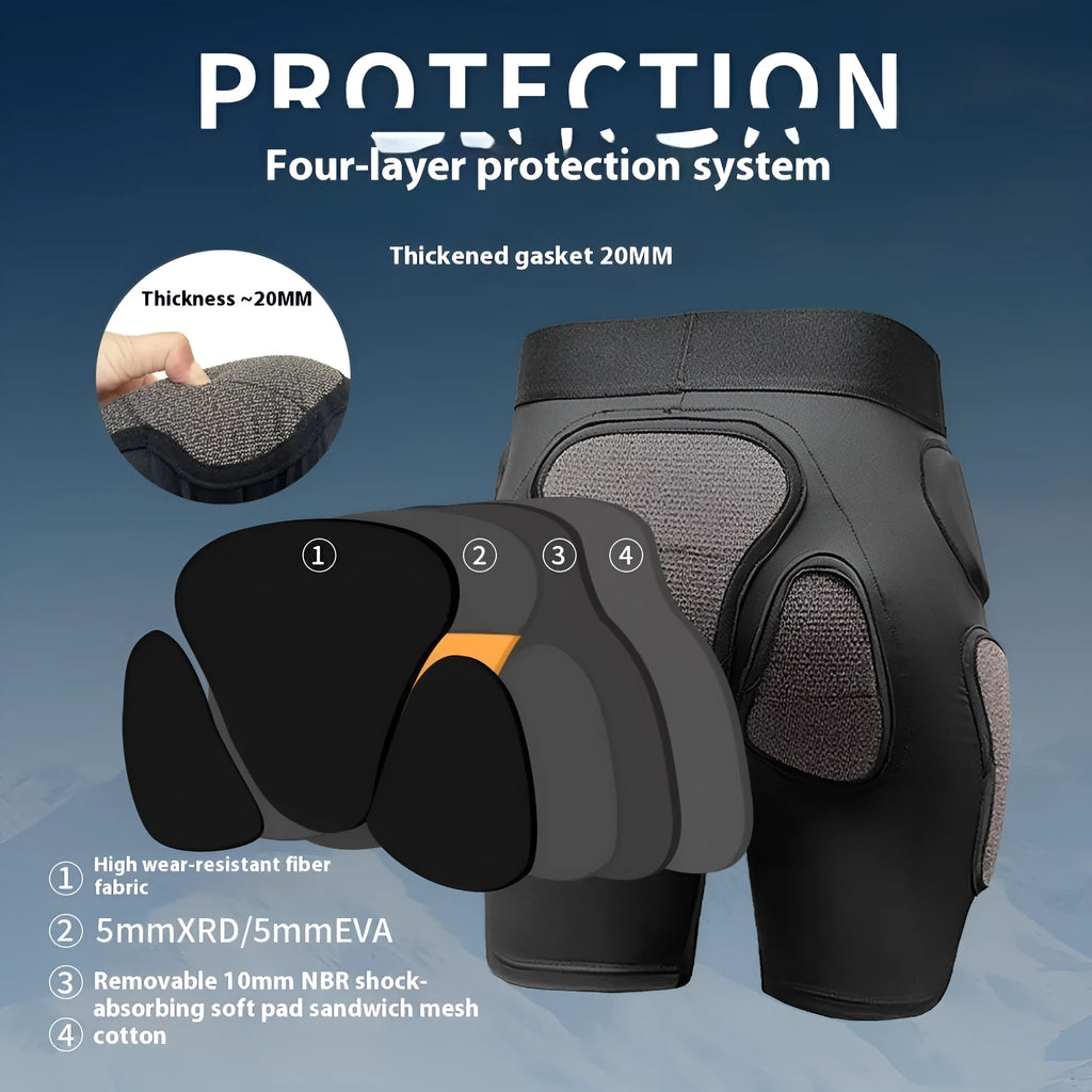 X-ray diffraction ski protective gear hip and knee pads inner wear cushion