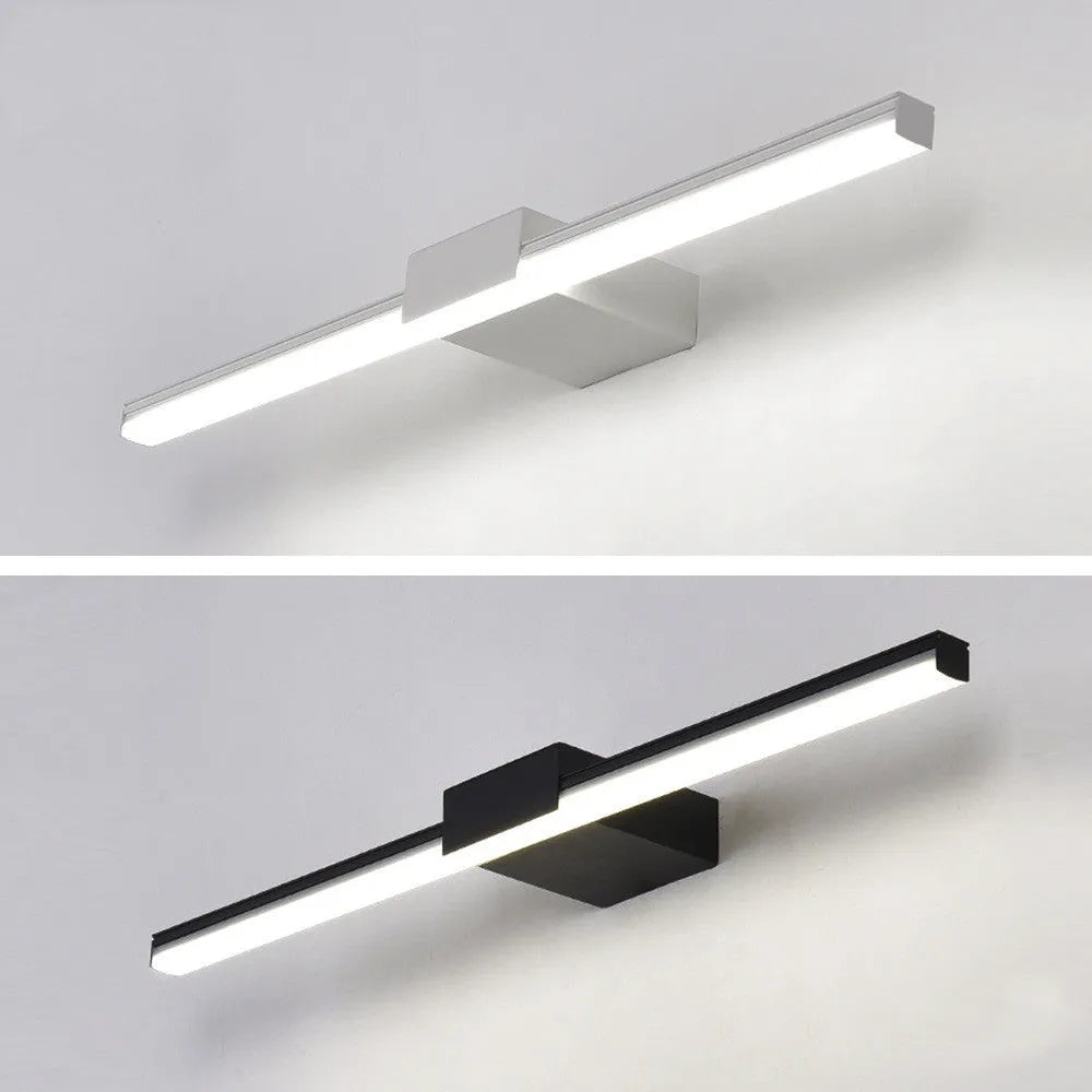 LED mirror headlight for bathroom cabinet, 40-60cm options, black or white, 110mm wall distance