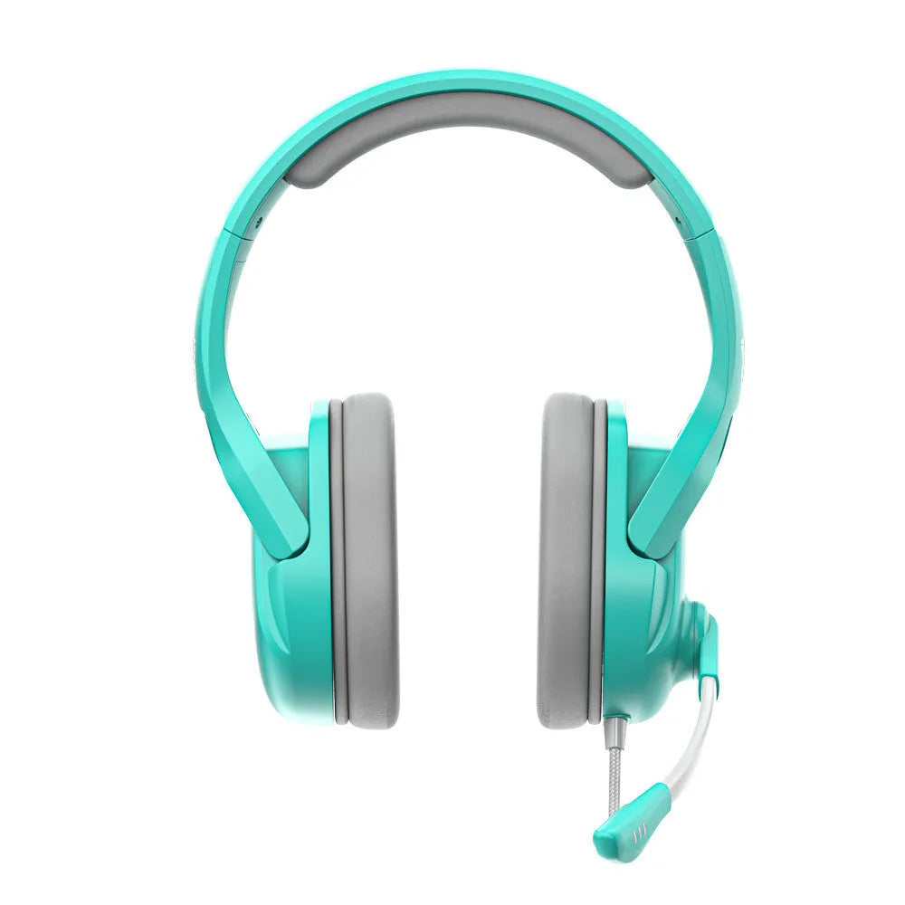 MH86 black wired gaming headset with microphone and braided cable on grey background