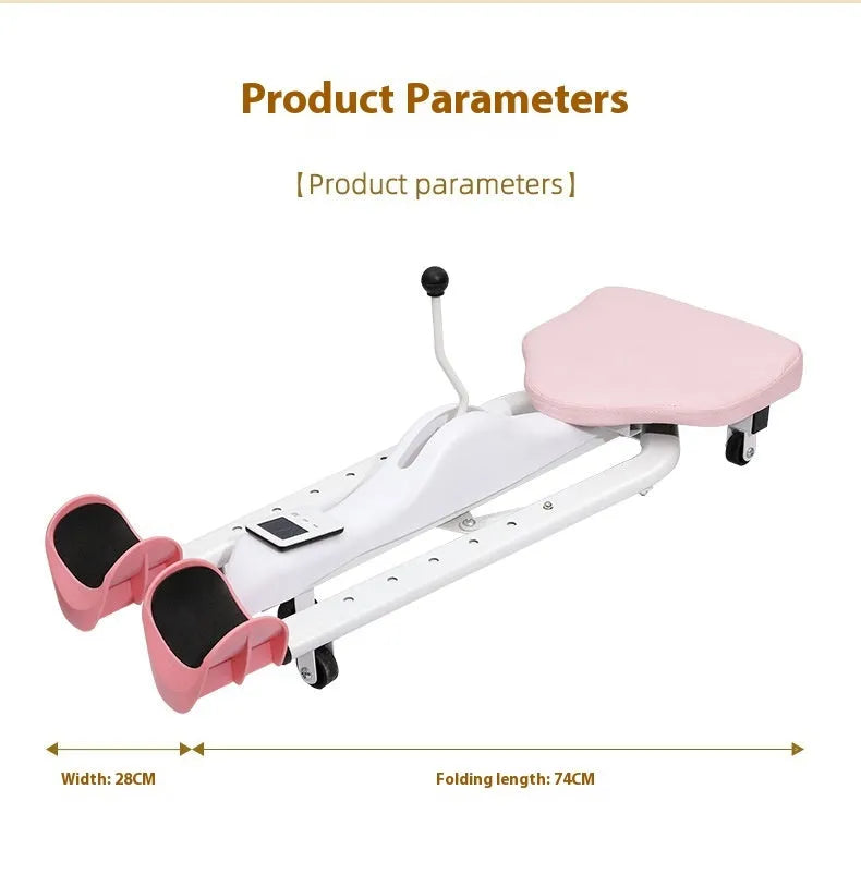 Steel frame leg stretching equipment with foam padding in blue colour with backrest