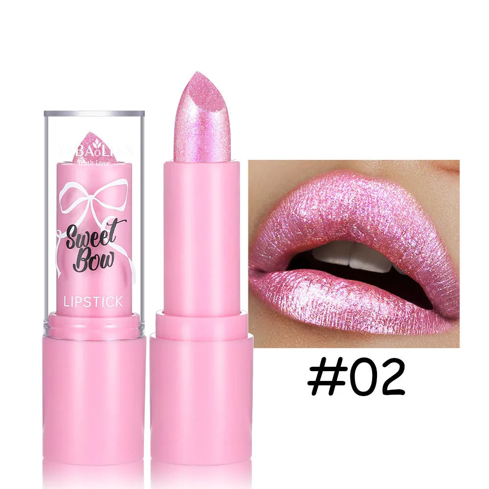 XINGX Diamond Lipstick with sweetheart bow design showing six colour options