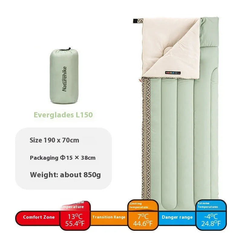 Four seasons universal portable outdoor camping sleeping bag for adults with storage bag