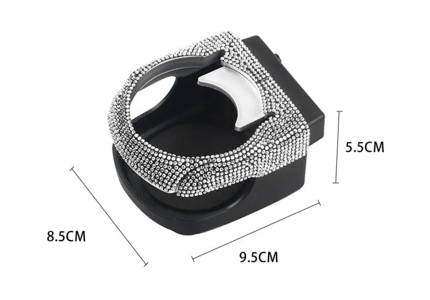 Diamond-decorated car air vent cup holder in white, colour, pink, red, blue, black or green