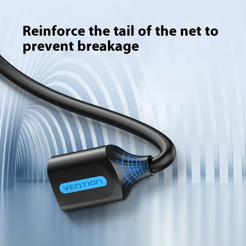 Black USB extension cable for wireless network card with standard USB connector, 2m length