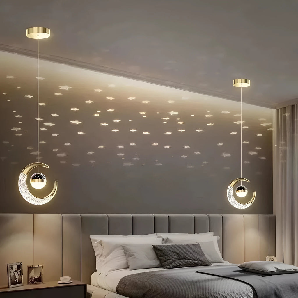 Adjustable pendant light in gold finish with simple modern design for living room or dining room