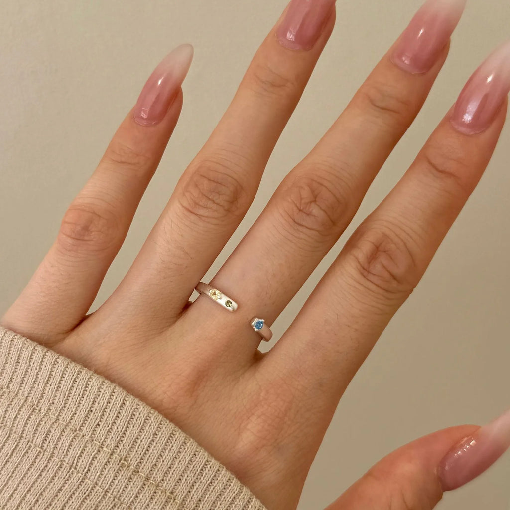 S925 sterling silver geometric adjustable opening ring for women light luxury INS style