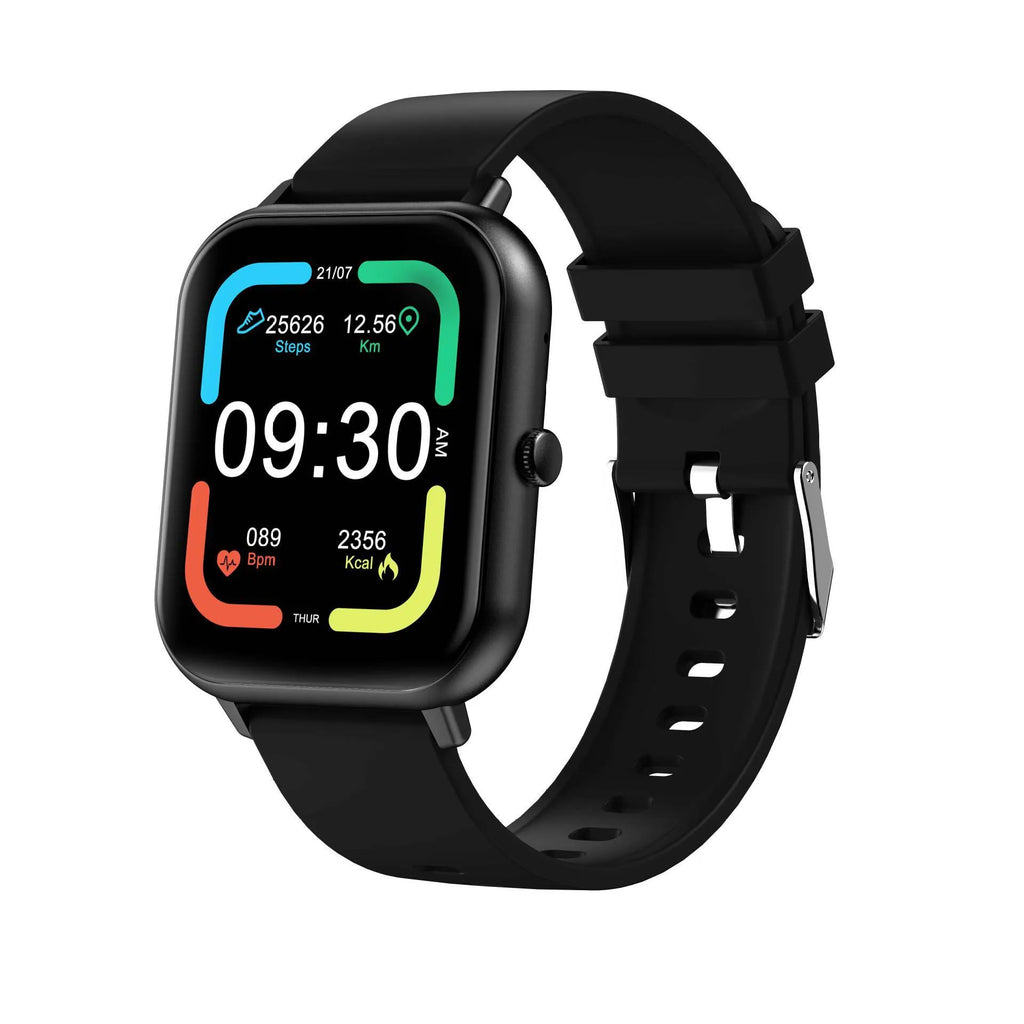 Bluetooth smart watch with heart rate monitoring display showing on TFT touch screen