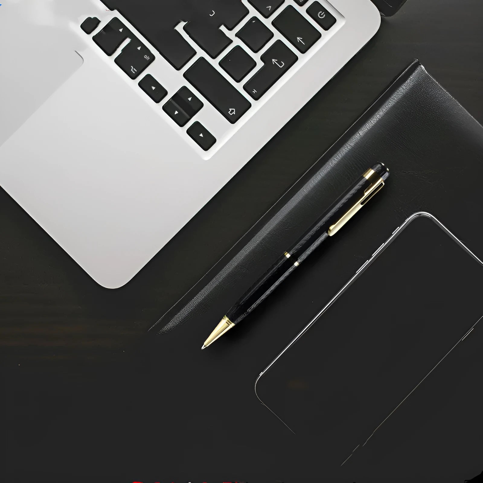 Black pen-shaped digital voice recorder with zinc alloy shell, shown next to included headset and data cable