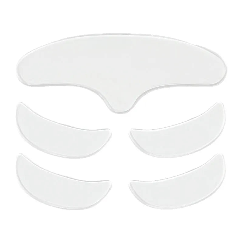 Set of five flexible silicone anti-wrinkle face stickers for wrinkle reduction