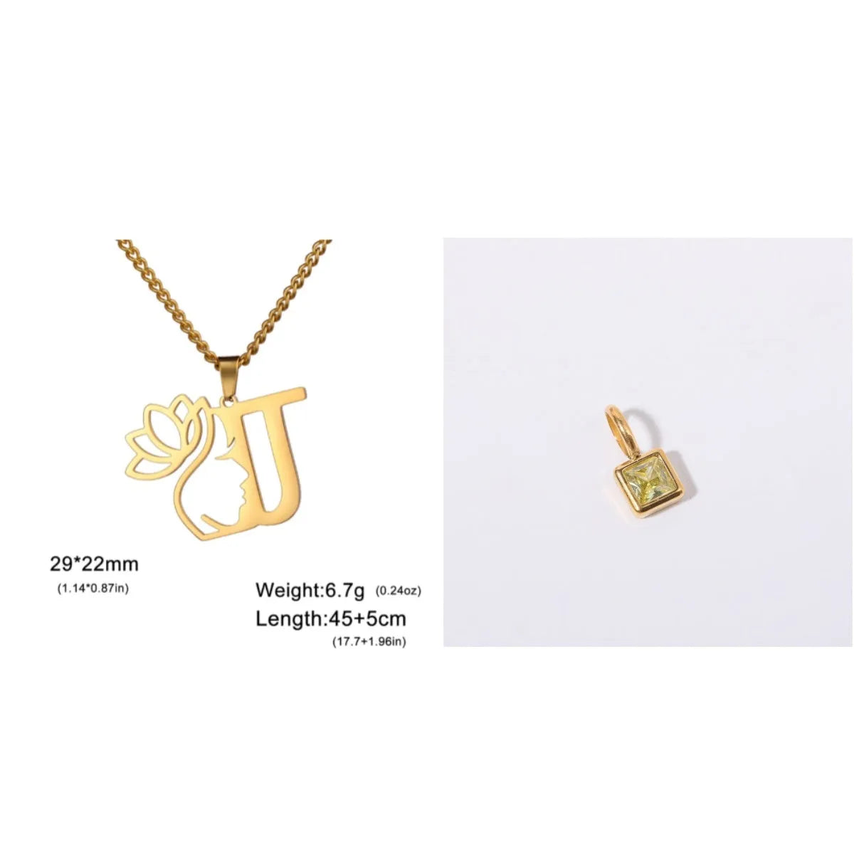 Stainless steel cross chain necklace with pendant in gold or silver electroplated finish
