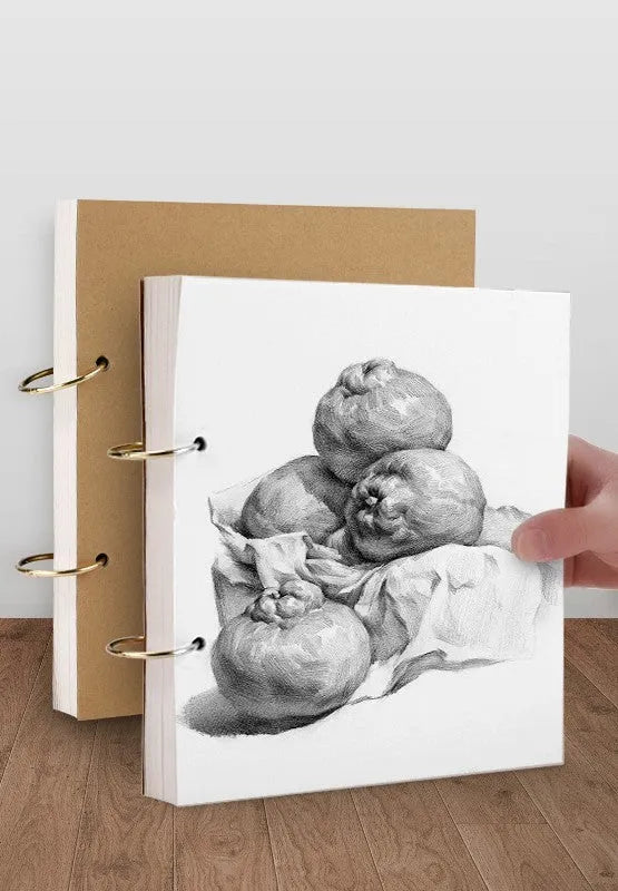 Thickened 8K sketchbook with 70 sheets, detachable coil binding, open to a marker drawing on white paper