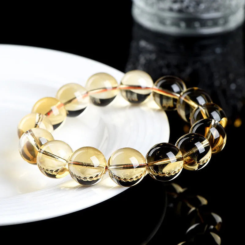 Natural citrine scattered beads ball bracelet showing 6A and 7A grade options with multiple size models
