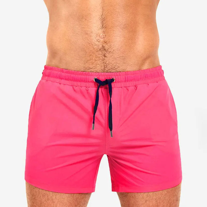 Men's mesh lining sports shorts in polyester fabric shown in multiple colour options