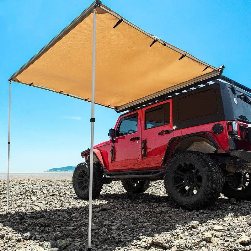 Black glue camping tent with aluminium alloy poles showing two-bedroom interior space