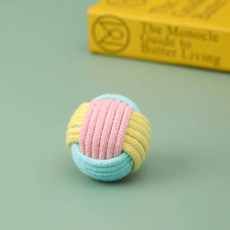 Handmade plush cotton catnip ball pet toy in three colour options