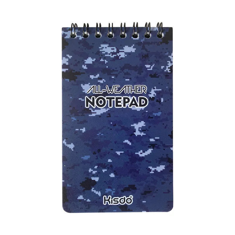 Waterproof spiral bound notepad with camouflage cover and stone paper pages