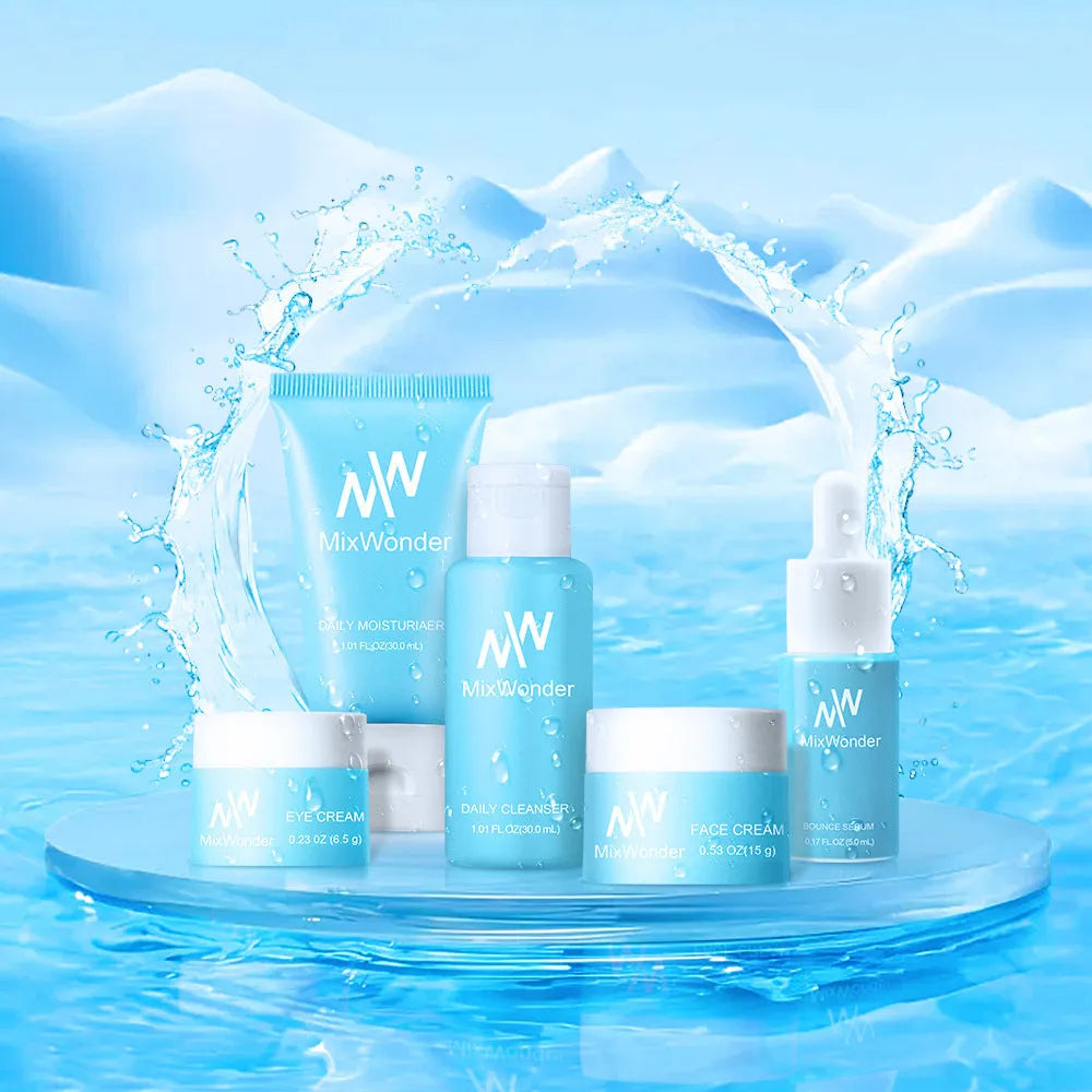 Five-piece moisturising cleansing tonic lotion cream eyes lotion travel skin care set with standard specs