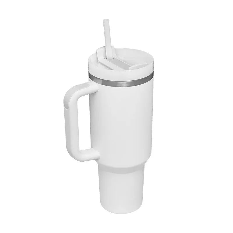 40 oz stainless steel insulated tumbler with handle and straw in multiple colours