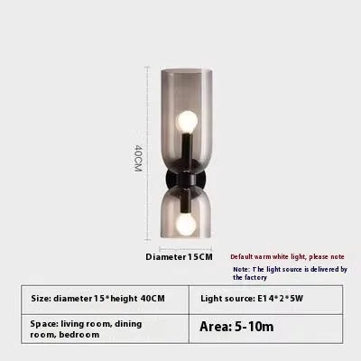 Nordic glass wall lamp with white light on a living room background wall