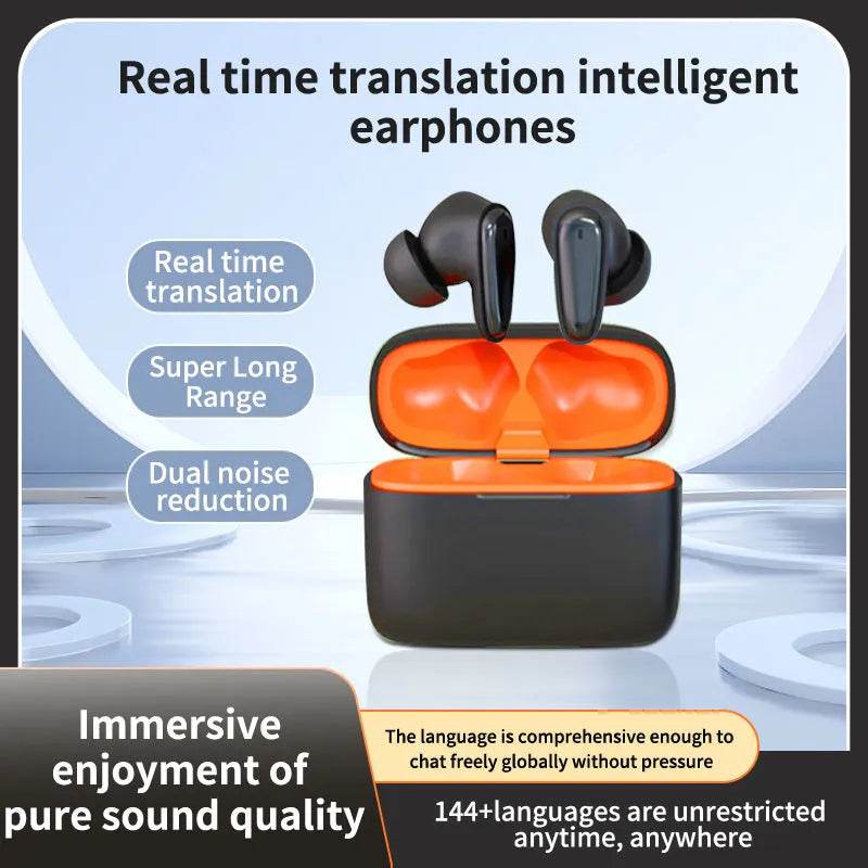 Bluetooth smart in-ear noise reduction headphones in black with charging case