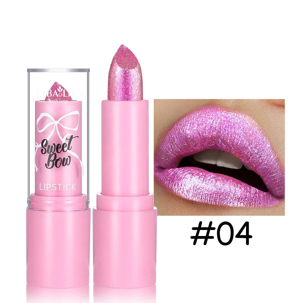 XINGX Diamond Lipstick with sweetheart bow design showing six colour options