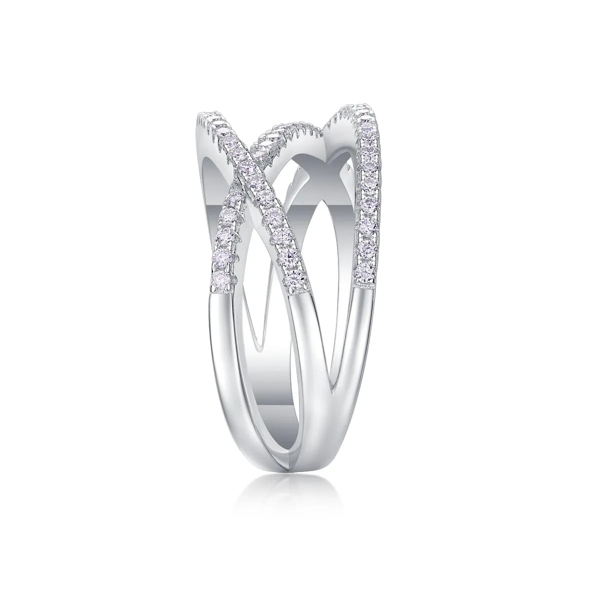 Moissanite wedding ring set in S925 silver with platinum plating, gift box and GRA certificate, size 7