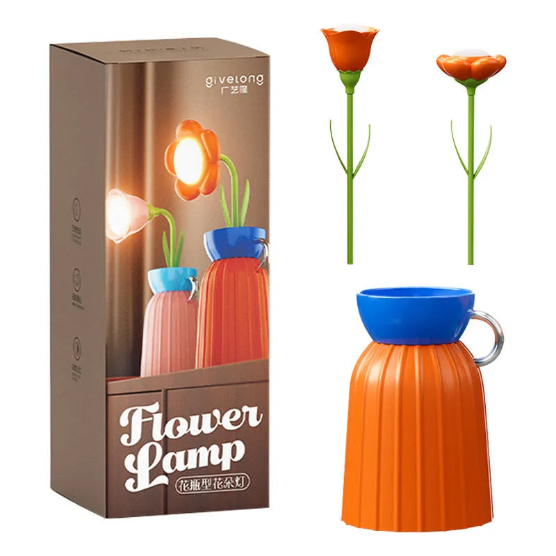 Pink rose USB flower lamp night light 30cm for bedroom eye protection