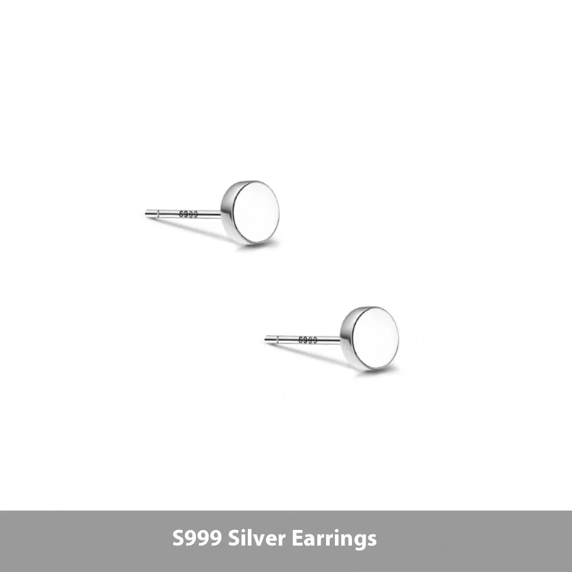 Sterling silver S999 flat ear bone studs in silver and black electroplated finishes