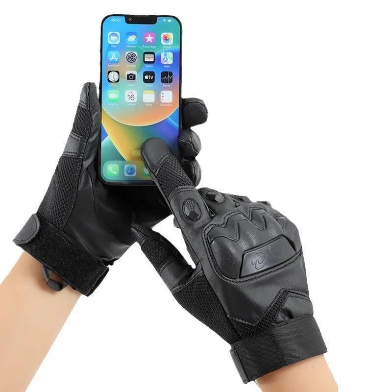 Men's black tactical fingerless gloves with touch screen fingertips for training use