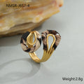 Leopard print stainless steel open ring with asymmetric geometric heart and star shapes