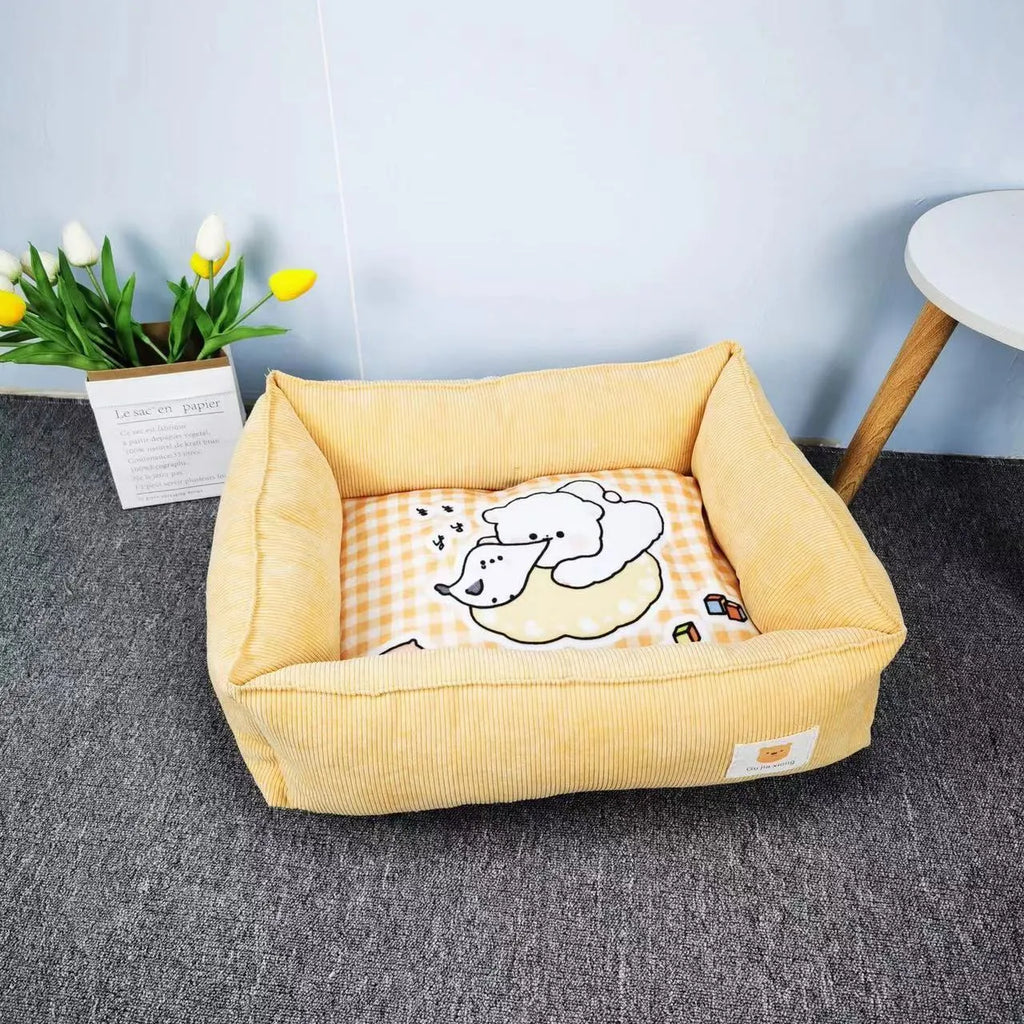 Light blue winter dog nest with soft velvet lining, shown in a 50x40cm size.