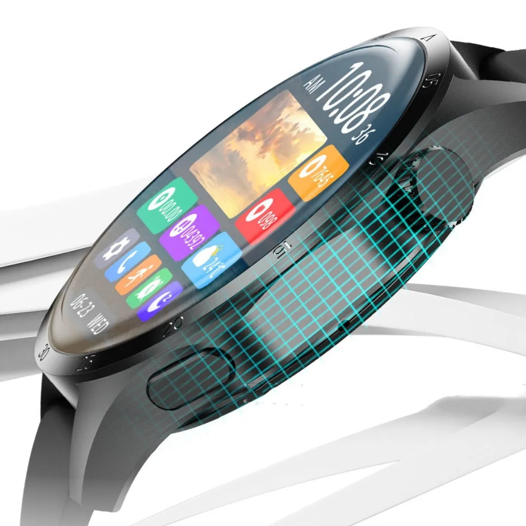 Black smartwatch with Bluetooth calling and health monitoring functions on silicone or Milan mesh strap
