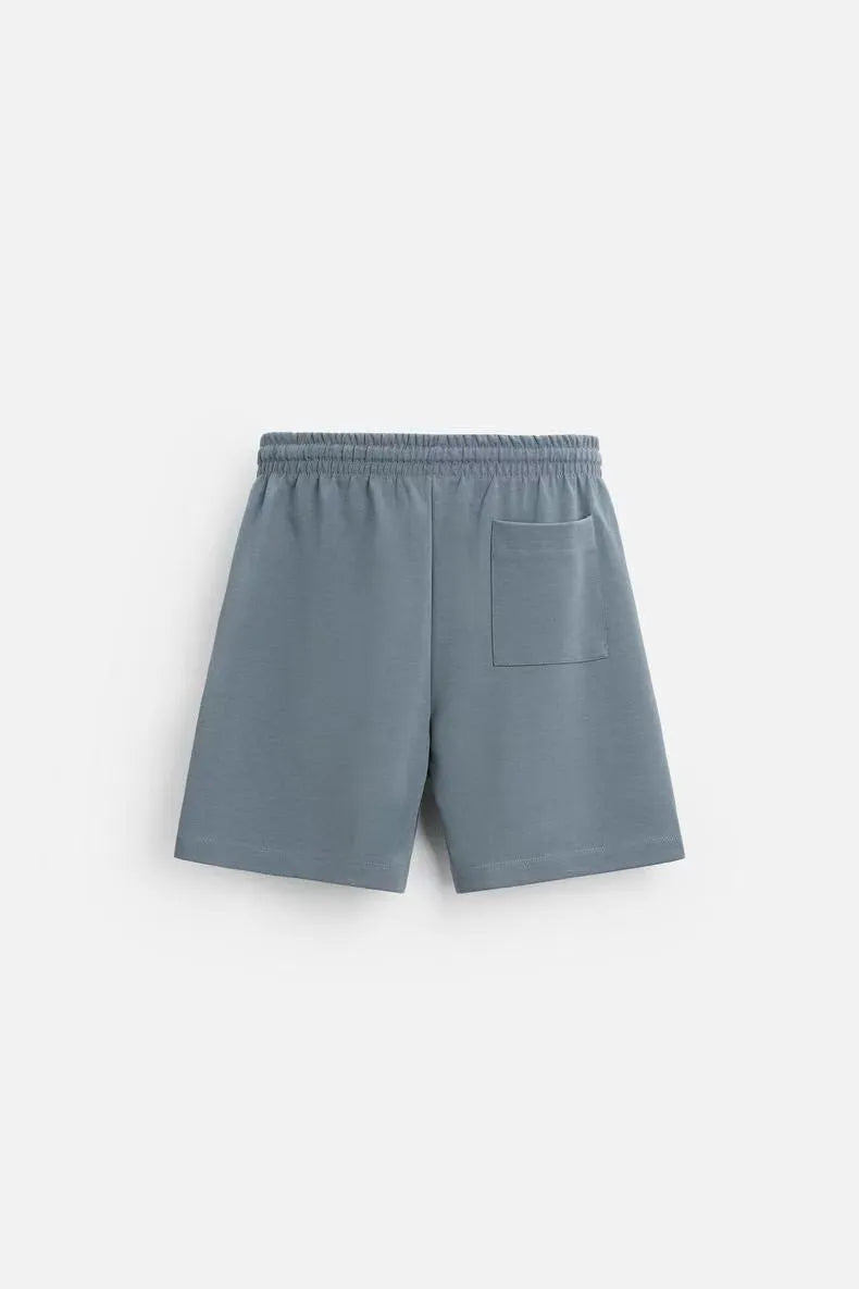 Loose fit double-sided cloth texture short sleeve top and matching shorts set in urban style